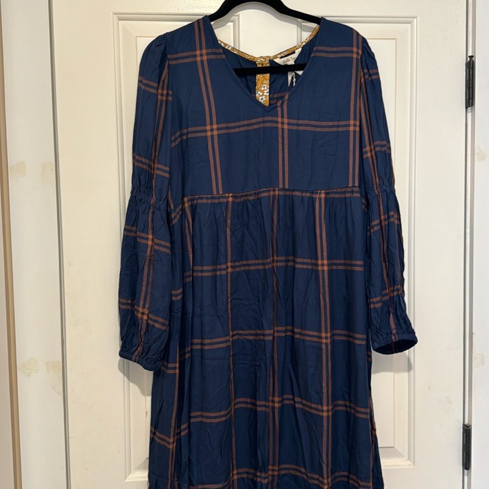 NWT Matilda Jane Navy Plaid Dress Size L